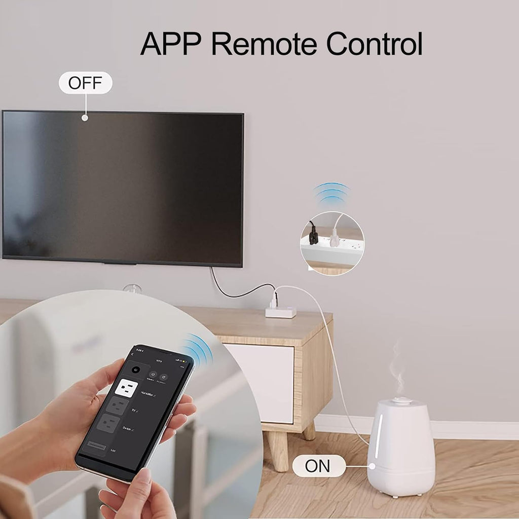 Lámpara UseeLink Tira de alimentación de enchufe inteligente, protector de sobretensiones WiFi compatible con Alexa Google Home, enchufes inteligentes con 4 puertos de carga USB 4