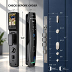 Cerradura de puerta inteligente con cámara y reconocimiento facial 3D, cerradura de puerta de entrada sin llave con huella digital, contraseña, tarjeta IC, control de aplicación y timbre, cerradura de embutir segura para puerta delantera (aplicación