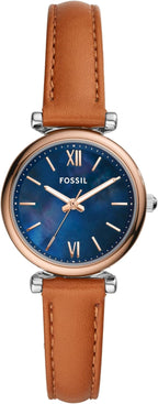 Fossil Carlie - Reloj de cuarzo de acero inoxidable de tres manecillas para mujer