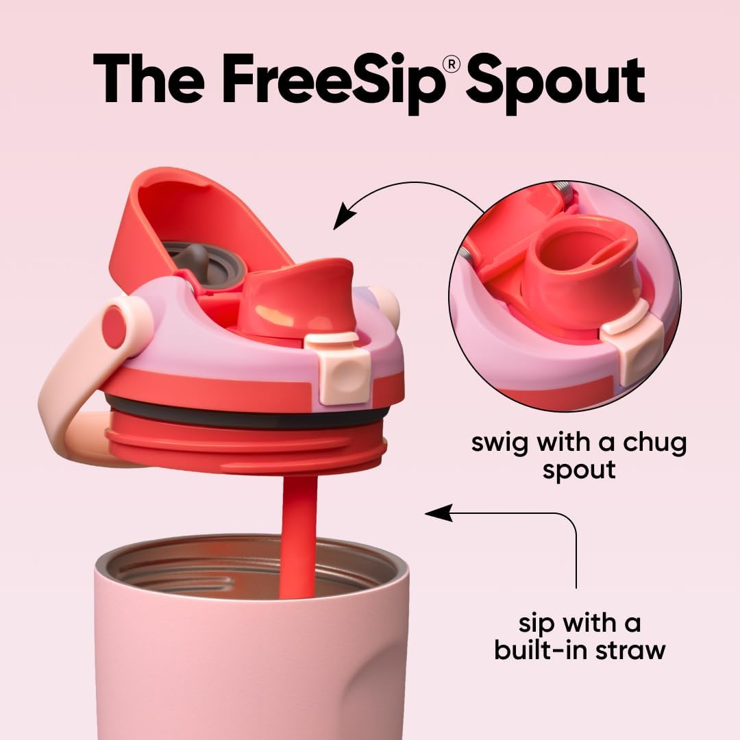 Owala FreeSip Sway - Botella de agua de acero inoxidable, 18 onzas, pastel de comida de ángel