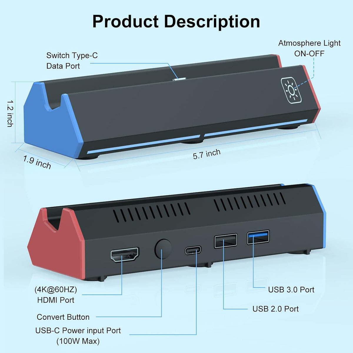 iPLYGAM Estación Dock para Nintendo Switch 2 con HDMI 4K 120Hz