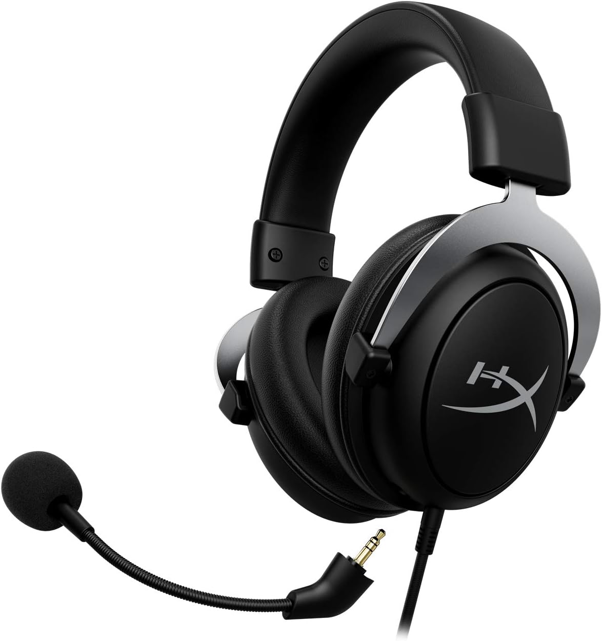 HyperX CloudX, auriculares oficiales para juegos con licencia de Xbox, compatibles con Xbox One y Series X|S, almohadillas de espuma viscoelástica, micrófono desmontable con cancelación de ruido, controles de audio en línea, negro/plateado