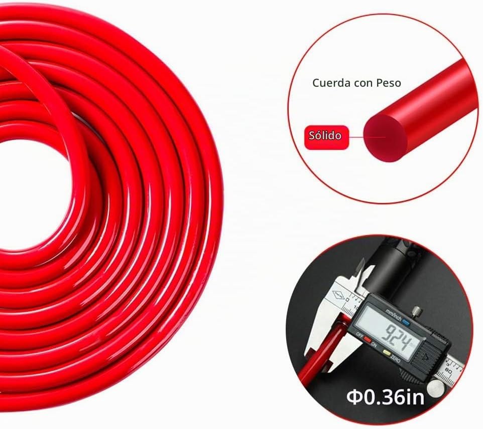 Redify Cuerda de saltar con peso para entrenamiento físico (1 libra), rodamiento de bolas sin enredos, cuerda de saltar de velocidad rápida para boxeo MMA, pérdida de peso, mango de aluminio, longitud