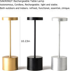 Lámpara Paquete de 2 lámparas de mesa recargables, lámpara de mesa LED inalámbrica, funciona con pilas de 5000 mAh, luz de mesa portátil, atenuación para restaurante, patio, exterior (negro)