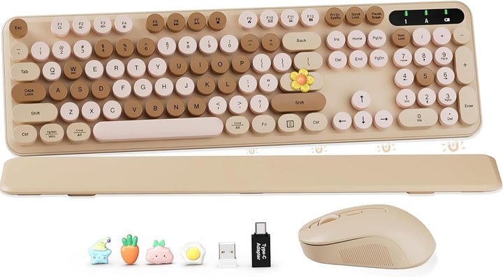 Combo de teclado y mouse inalámbricos, teclas redondas, teclado ret...