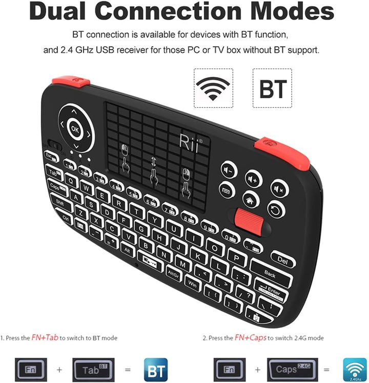 Rii i4 Mini Teclado Bluetooth con Touchpad Teclado