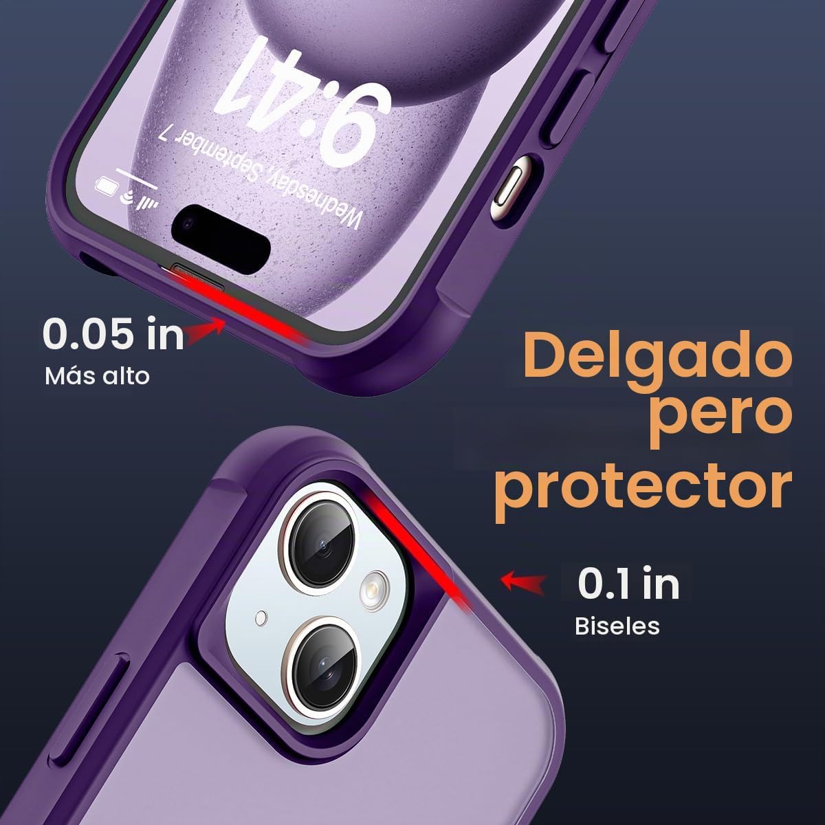 SKYLMW – Funda compatible con iPhone 15 con soporte magnético invisible tipo anillo, funda translúcida de grado militar para iPhone 15 de 6.1 pulgadas [compatible con MagSafe] [excelente sensación de