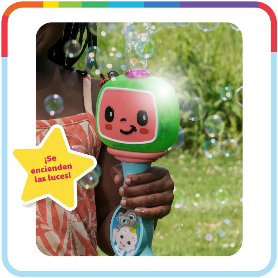 Little Kids Cocomelon - Varita musical de burbujas con luz y sonido, incluye solución de burbujas