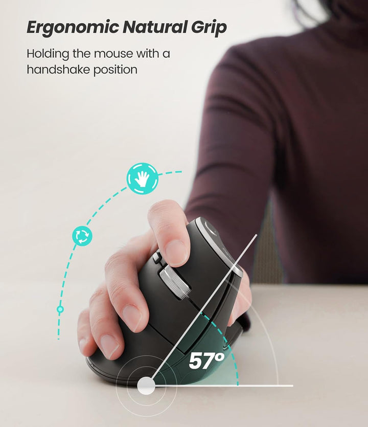 Nulea M510 - Mouse vertical inalámbrico, ergonómico para un seguimi...