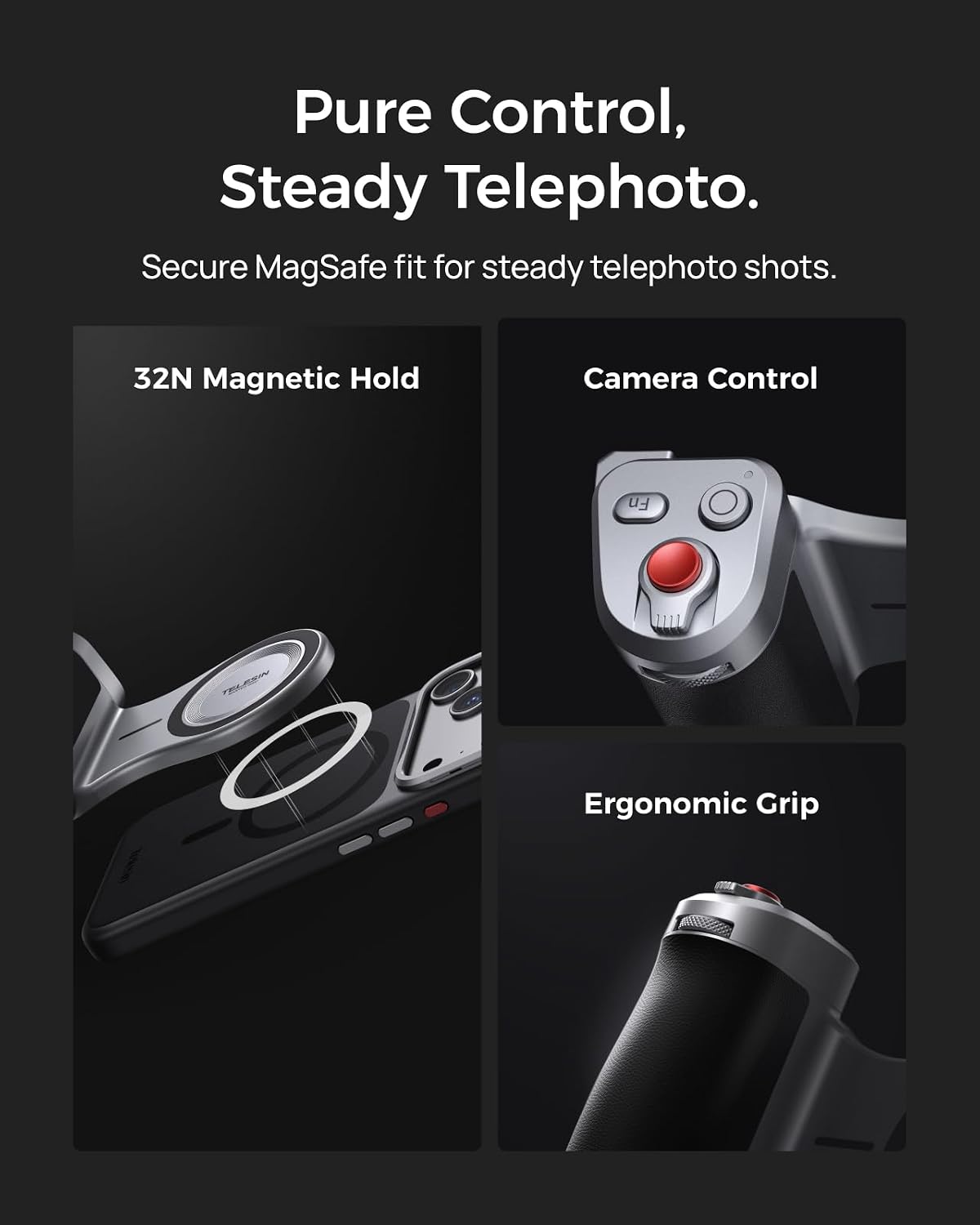 TELESIN Kit de agarre maestro de lente de teleobjetivo 3.5X para iPhone 18