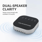 Altavoz de conferencia Bluetooth y micrófono, altavoz Bluetooth para sala de reuniones pequeña, altavoz de conferencia inalámbrico 360 ° con cancelación de ruido micrófonos para computadora