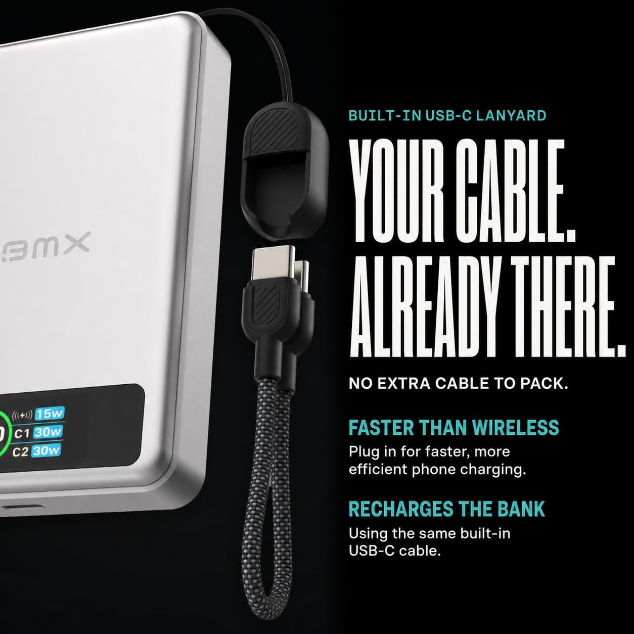 Banco de energía semisólido SolidSafe BMX 10K, 10000 mAh (plateado)...