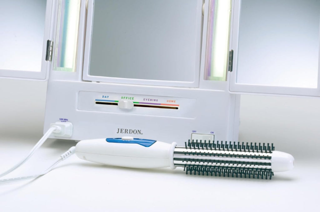 JERDON Espejo de maquillaje iluminado con aumento 5X - Blanco - JGL9W