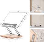 Soporte de acrílico ajustable para lectura, soporte para libros con ranura para bolígrafo, elevador de escritorio plegable para laptop, receta, libro de texto, manos libres, soporte para libros de