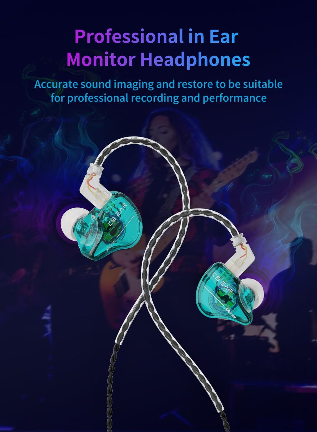 KBEAR Storm - Auriculares con cable intrauditivos para cantantes, m...