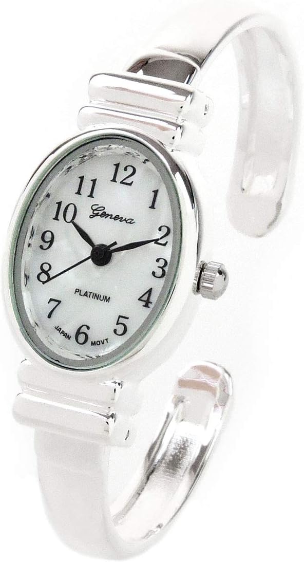Reloj de pulsera de plata de tamaño pequeño con banda de metal ovalado para mujer de Ginebra