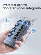 ACASIS, HS707MG-10G, hub USB 3.2 de 7 puertos, alimentado