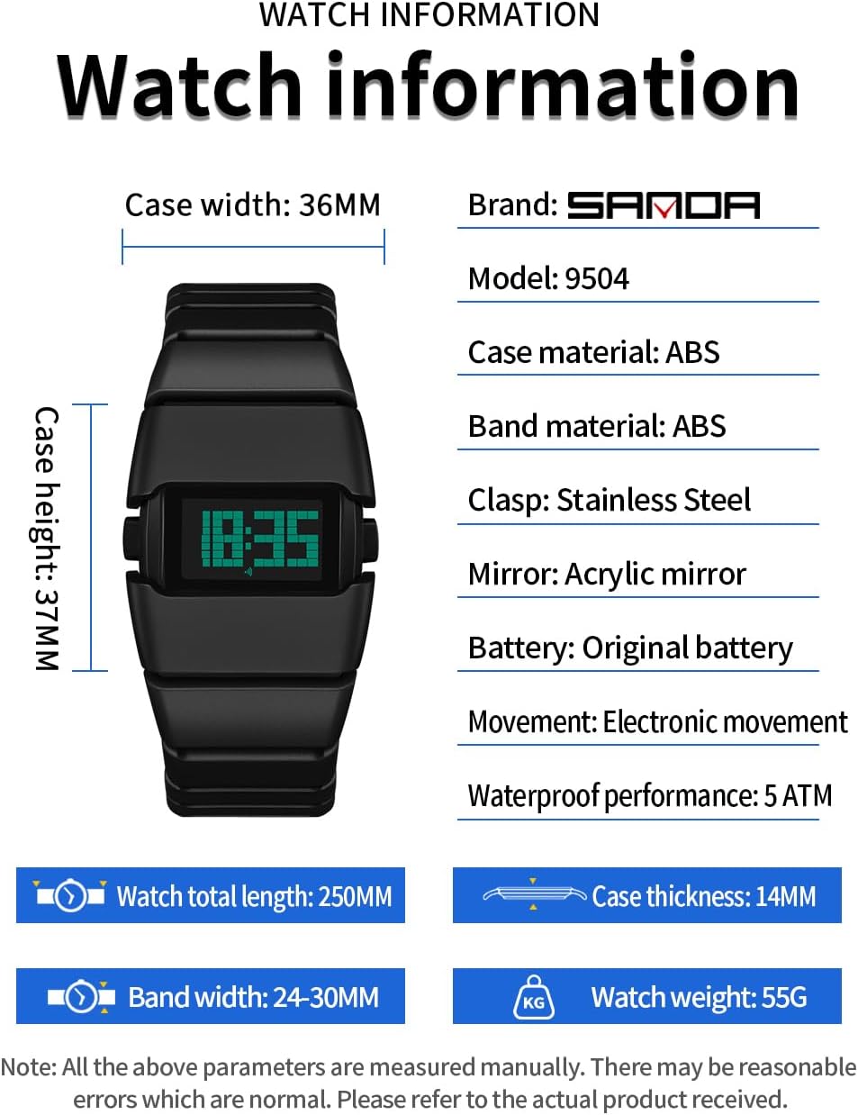 MASTOP Reloj digital único para hombre, reloj de pulsera punk retro