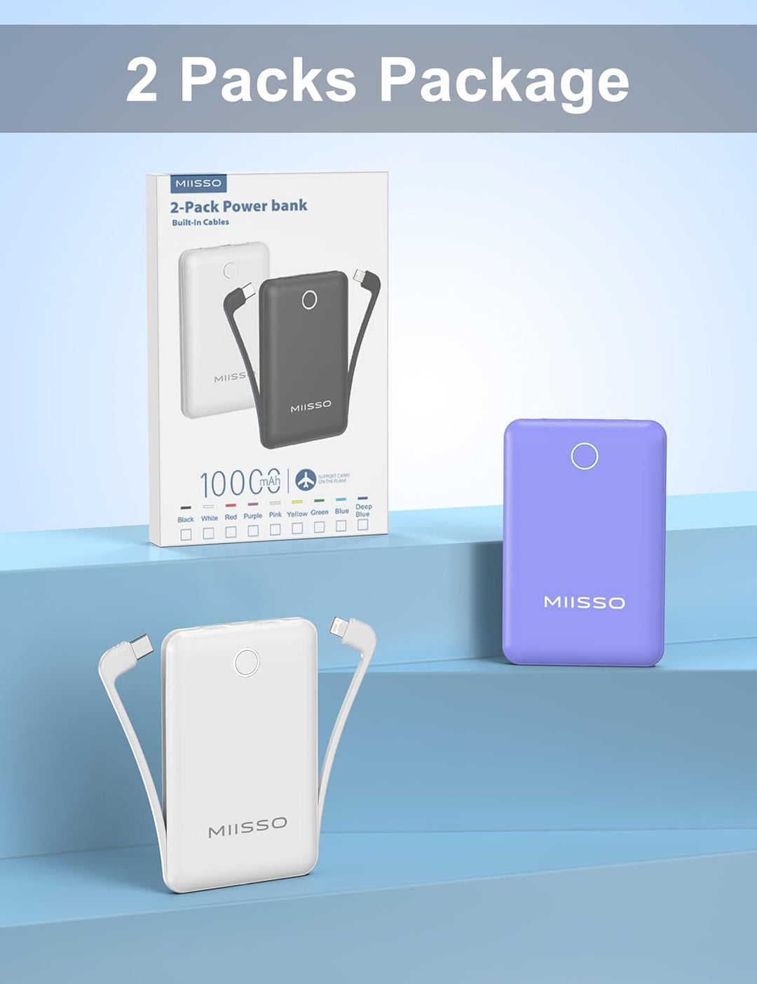 miisso Cargador portátil 10000mAh, batería de banco de energía para...