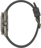 Bulova Reloj automático para hombre Oceanographer Snorkel GMT, caja de acero inoxidable gris ionizada, bisel giratorio unidireccional negro, correa de silicona gris, esfera blanca Estilo: 98B407