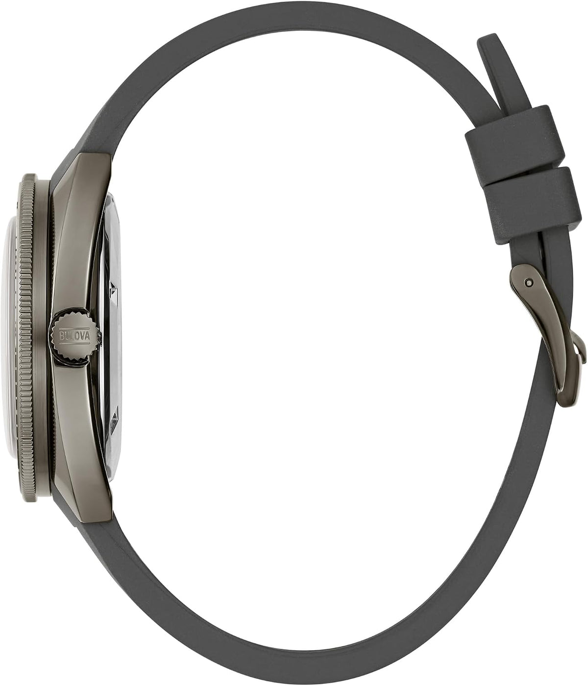 Bulova Reloj automático para hombre Oceanographer Snorkel GMT, caja de acero inoxidable gris ionizada, bisel giratorio unidireccional negro, correa de silicona gris, esfera blanca Estilo: 98B407