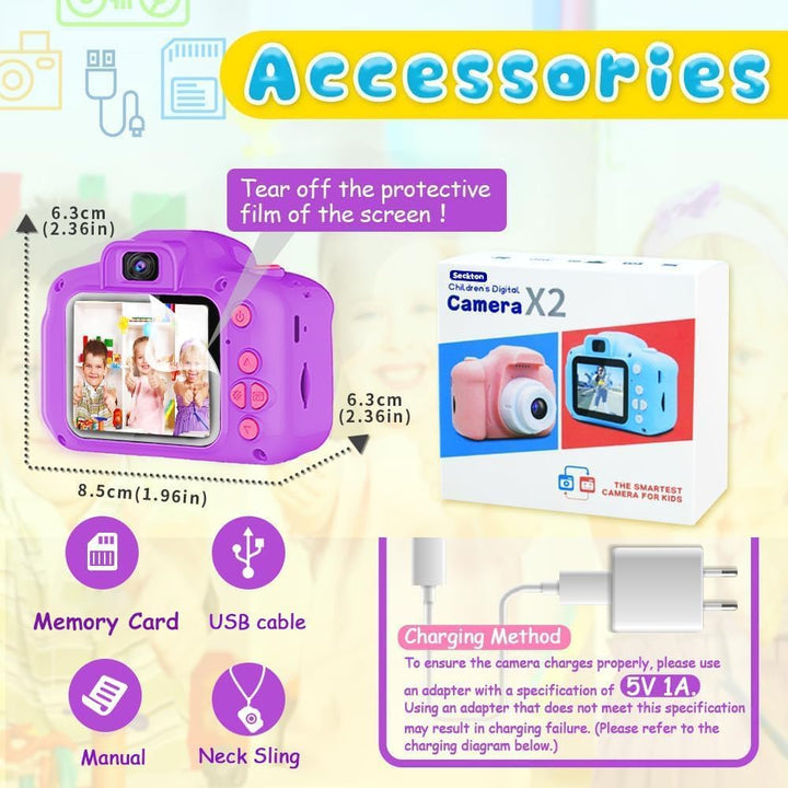 Seckton Cámara de selfie mejorada para niños, regalos de cumpleaños...