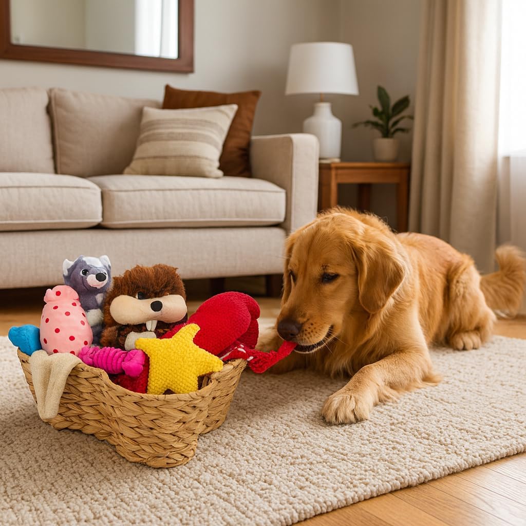 Cesta de juguetes para perros, cubo de juguete con forma de hueso