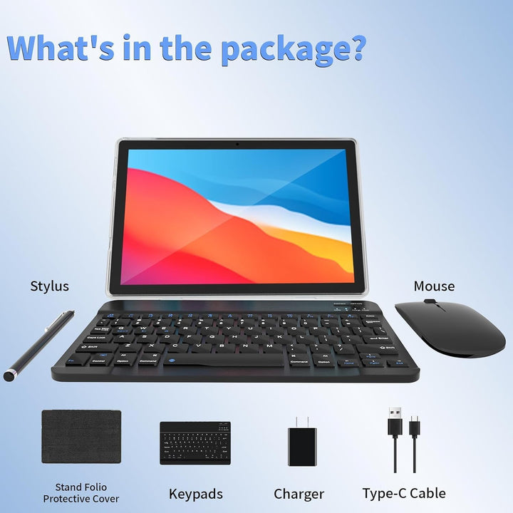 ECOPAD Tableta Android 15, tabletas de 10 pulgadas con teclado y mo...