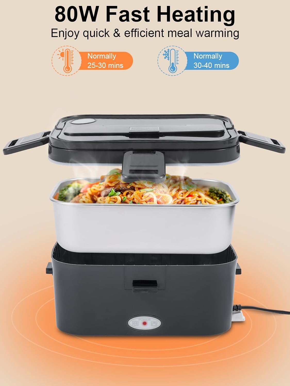 Fiambrera térmica de 1.8L para hombres, calentador de alimentos portátil