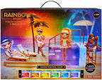 Rainbow High Juego de cambio de color: 7 en 1 piscina cambiadora multicolor iluminada, paraguas ajustable y accesorios de piscina. Se adapta a 7 muñecas de moda, regalo de juguete para niños de 6, 7, 8 + a 12 años