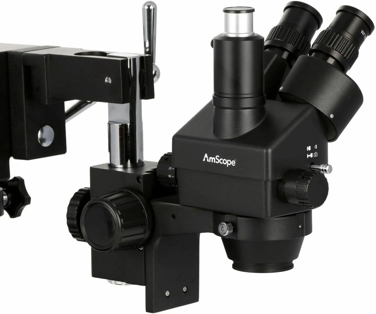 AmScope SM-4TZZ-B - Microscopio estéreo trinocular con zoom, color negro