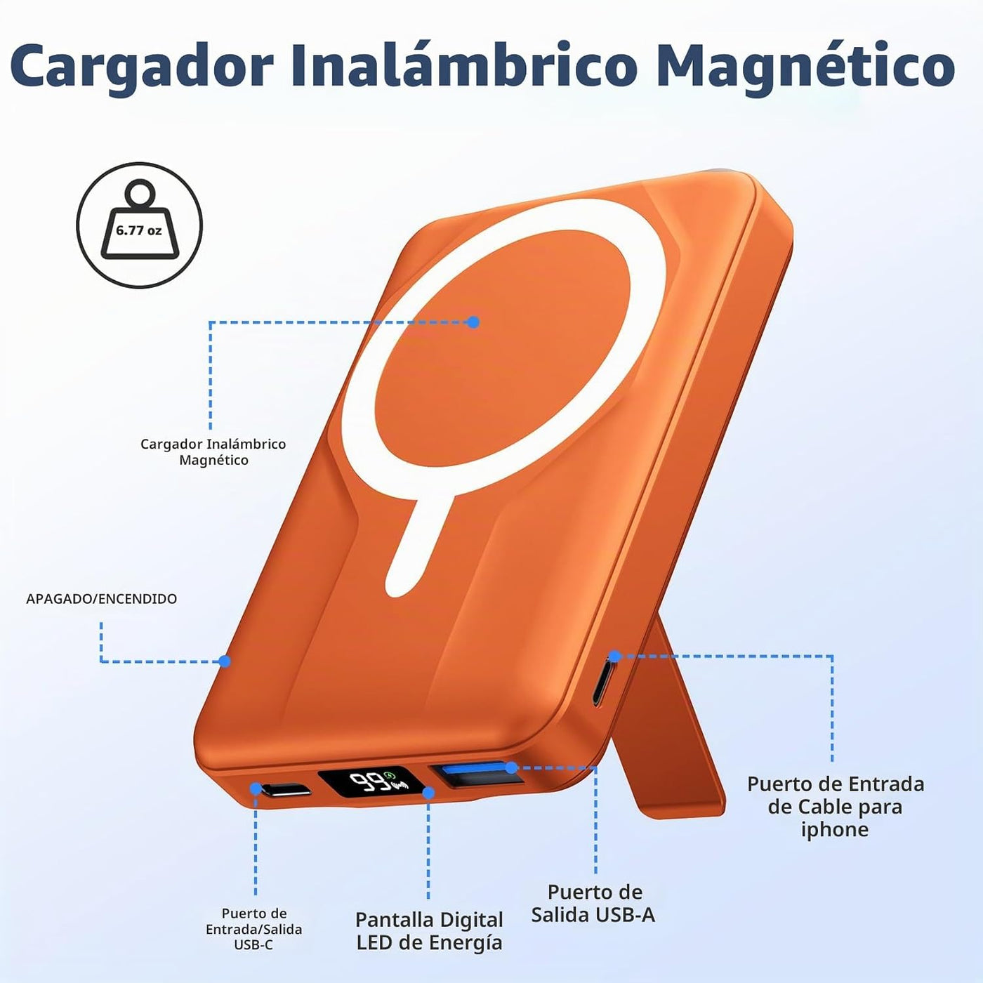 Azmuth Banco de energía magnético, 10000 mAh para batería MagSafe,...