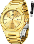 OLEVS Reloj para hombre Big Face Acero inoxidable Impermeable Luminoso Diamante