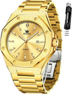 OLEVS Reloj para hombre Big Face Acero inoxidable Impermeable Luminoso Diamante