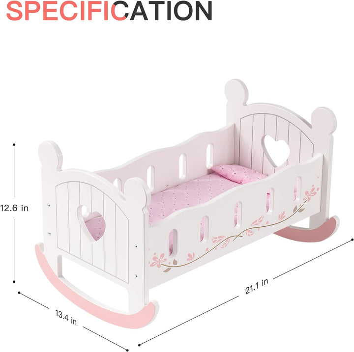 ROBUD Cuna de madera para muñecas, juguetes de cama de muñeca, se a...