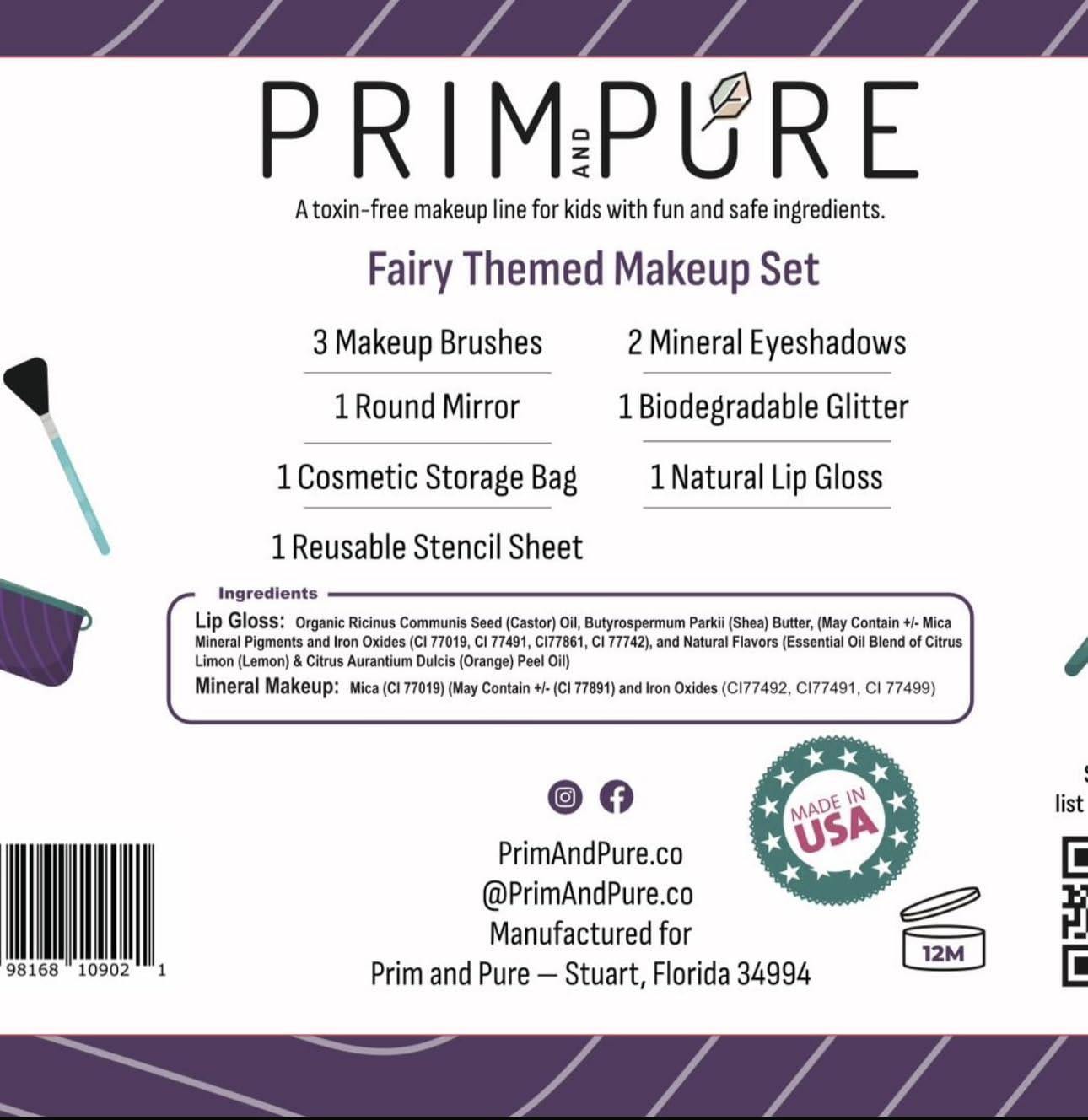 Prim and Pure Set de Regalo de Maquillaje para Niños - Plantilla, S...