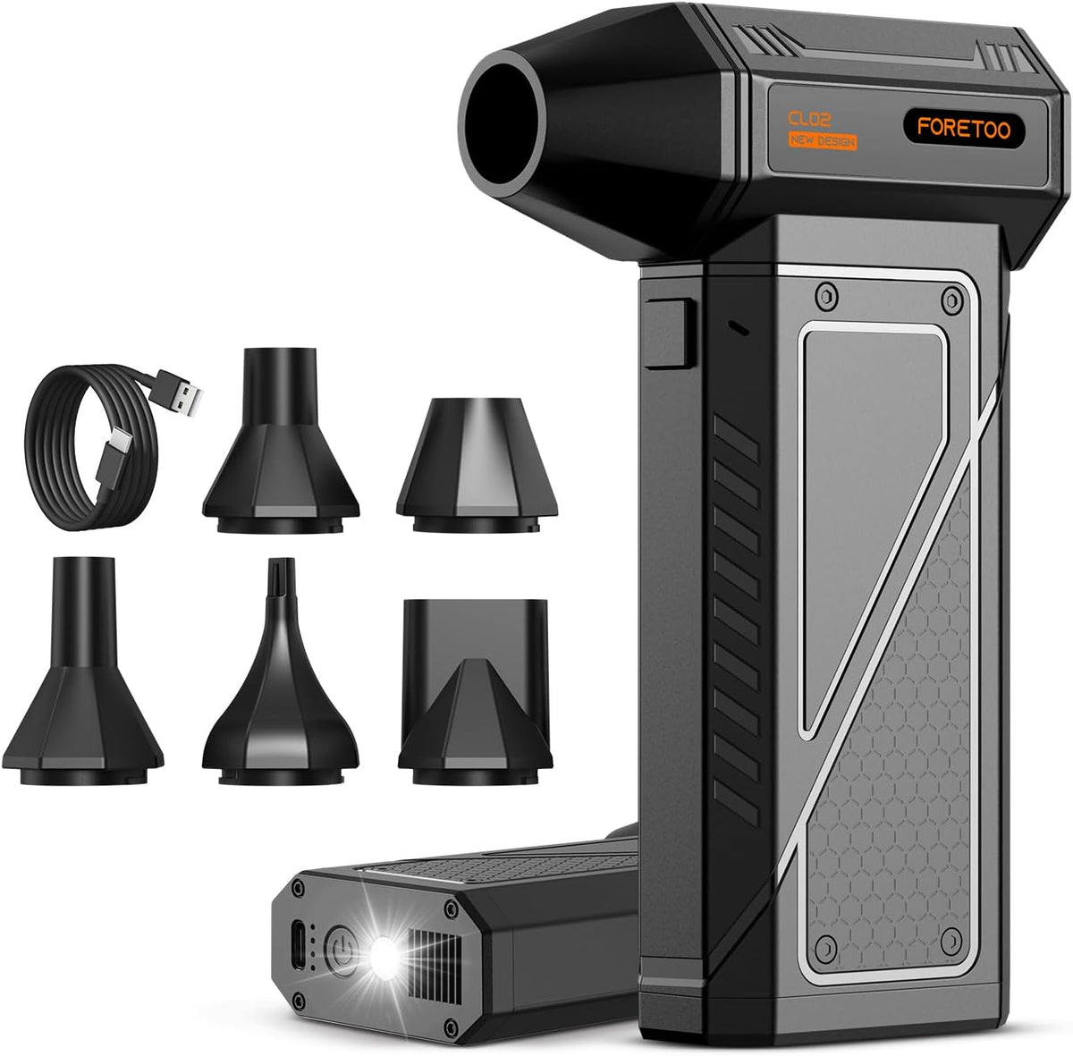 Plumero de aire comprimido: 150000 RPM Super Power - Plumero de aire inalámbrico, motor recargable sin escobillas, soplador de energía duradero con luz LED SOS, soplador de polvo ajustable para