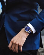 ROCOSJEWE Reloj mecánico automático de lujo para hombre, correa de cuero luminosa de cielo nocturno, impermeable, visualización de fecha, relojes de negocios de moda para hombres RW0108