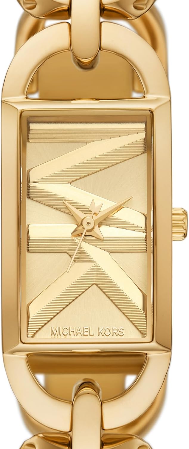 Michael Kors MK Empire - Reloj rectangular de acero inoxidable con correa de acero o cuero para mujer