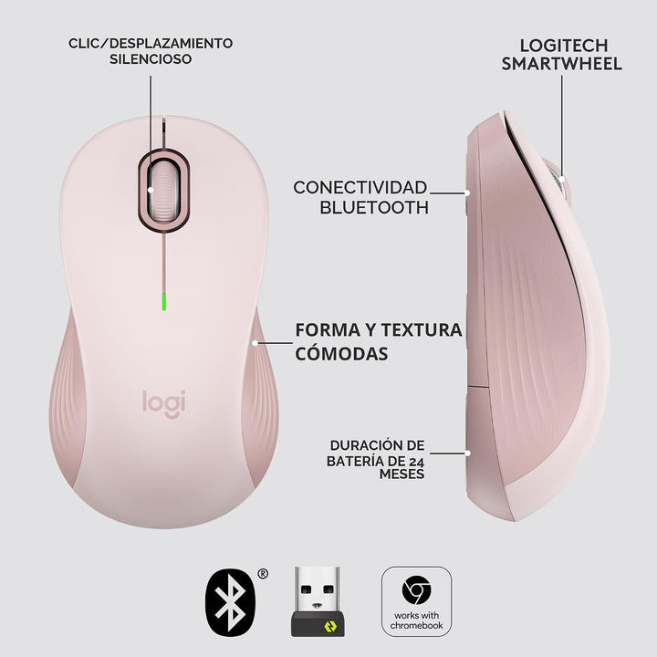 Logitech Signature M550 - Mouse inalámbrico para manos pequeñas a m...