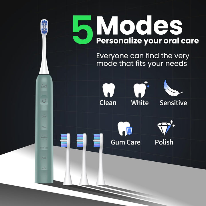 Marlincare Cepillo de dientes eléctrico para adultos, cepillo de di...