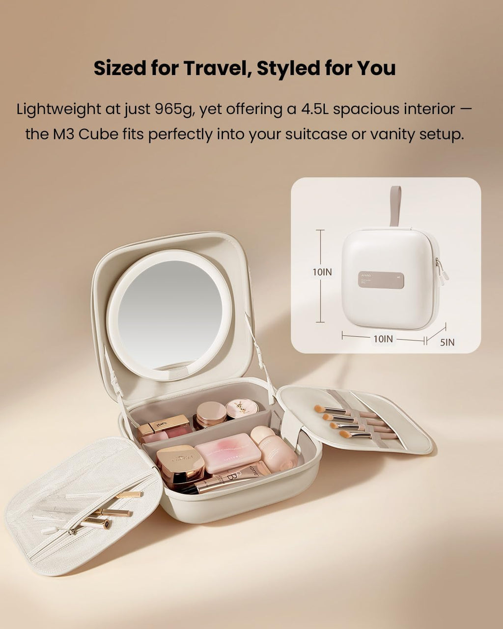 AMIRO Bolsa de maquillaje de viaje con espejo LED M3+PDRN crema de ojos