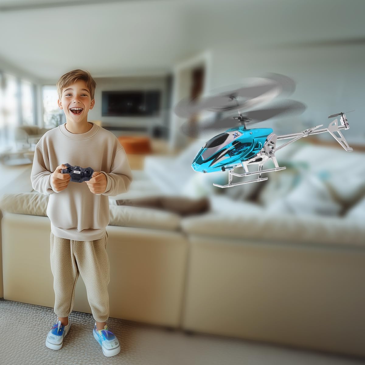 VATOS Helicóptero RC para niños, helicóptero de control remoto de 2.4G con luz LED para niños de 12 años en adelante, altura fija, despegue con una tecla, aviones RC para interiores, regalos ideales