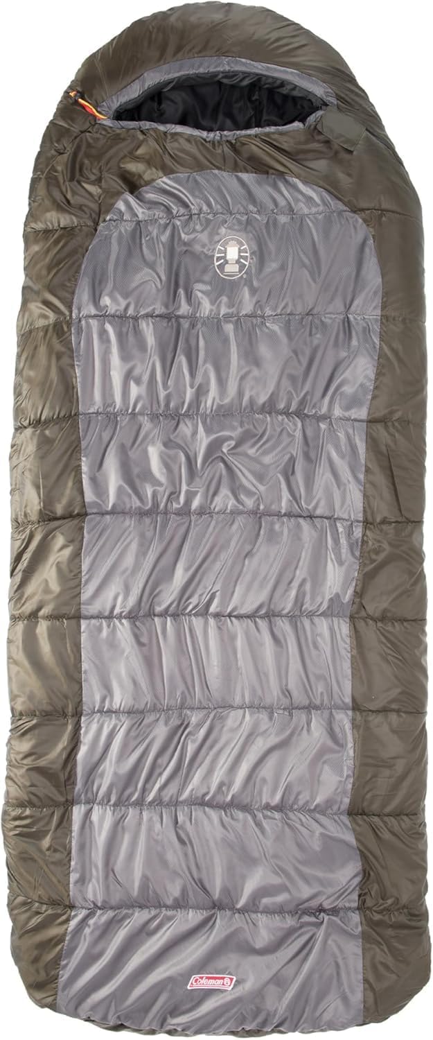 Bolsa de dormir Coleman Big Basin 15°F para talla grande y alta, bolsa para clima frío con cierre sin enganches y mejor retención de calor, lavable a máquina