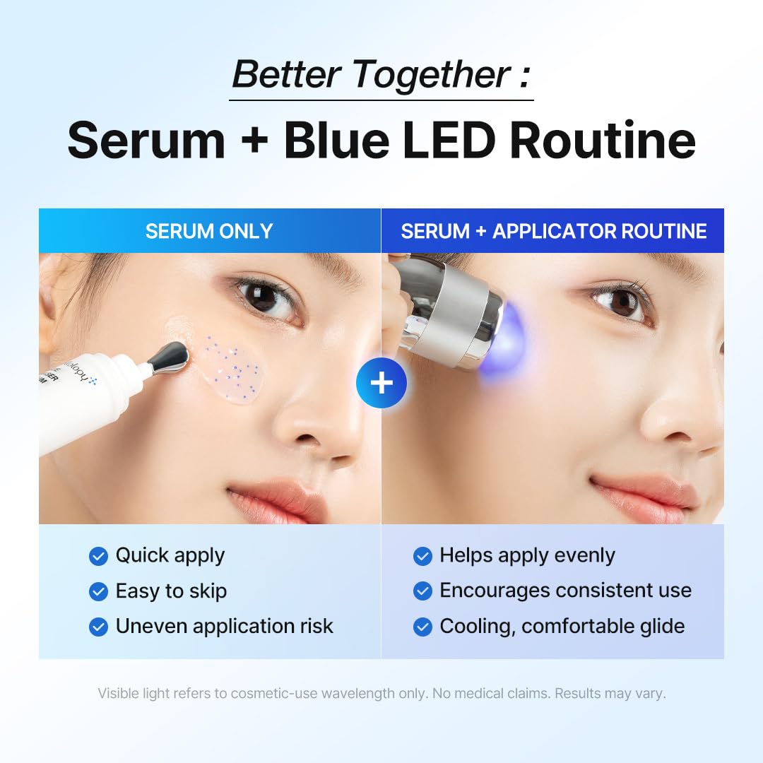 Suero borrador azul con aplicador LED refrescante, suero calmante d...