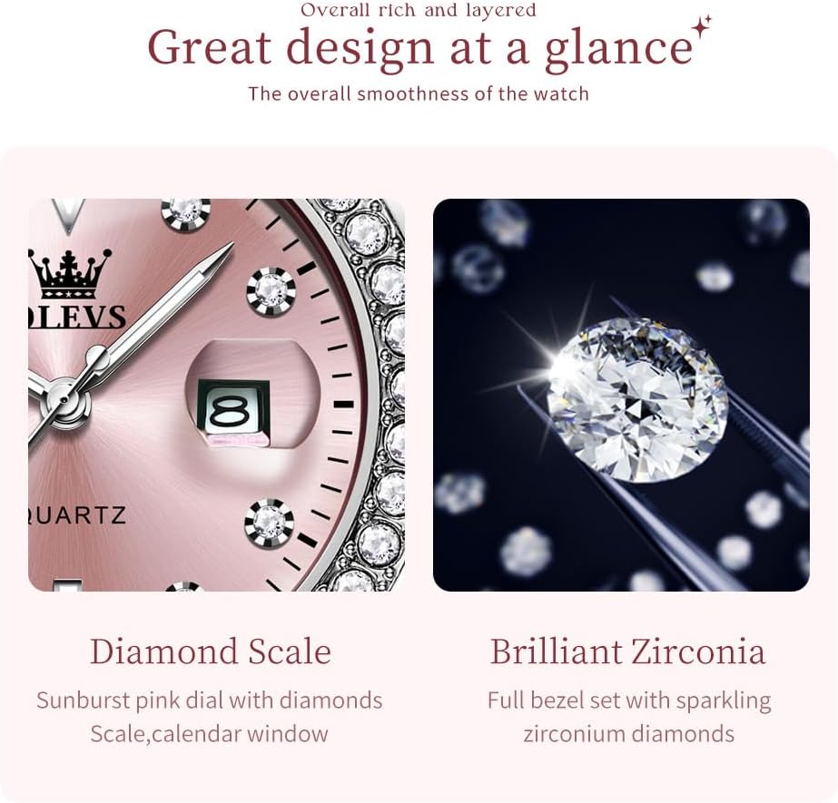 OLEVS Relojes para Mujeres Lujo Diamante con Fecha Analógico Cuartz para Mujer