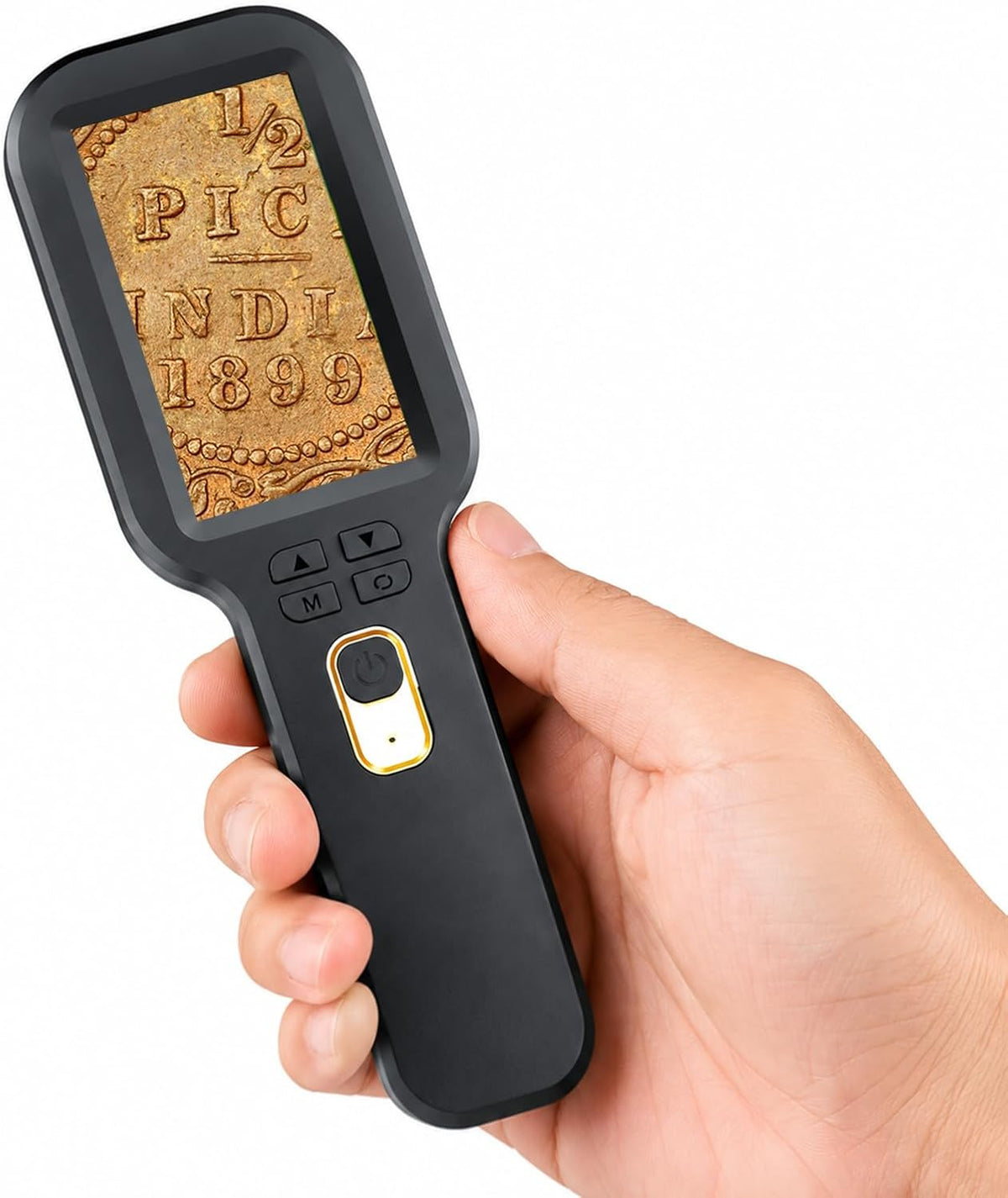 Microscopio Digital Portátil 500X, Pantalla HD IPS de 3", Ranador de Monedas y Joyas