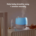 Frida Baby Humidificador de niebla fría 3 en 1 para habitaciones grandes, humidificador de relleno superior para recámara, alivio de alergias, tiempo de funcionamiento de 60 horas + luz nocturna