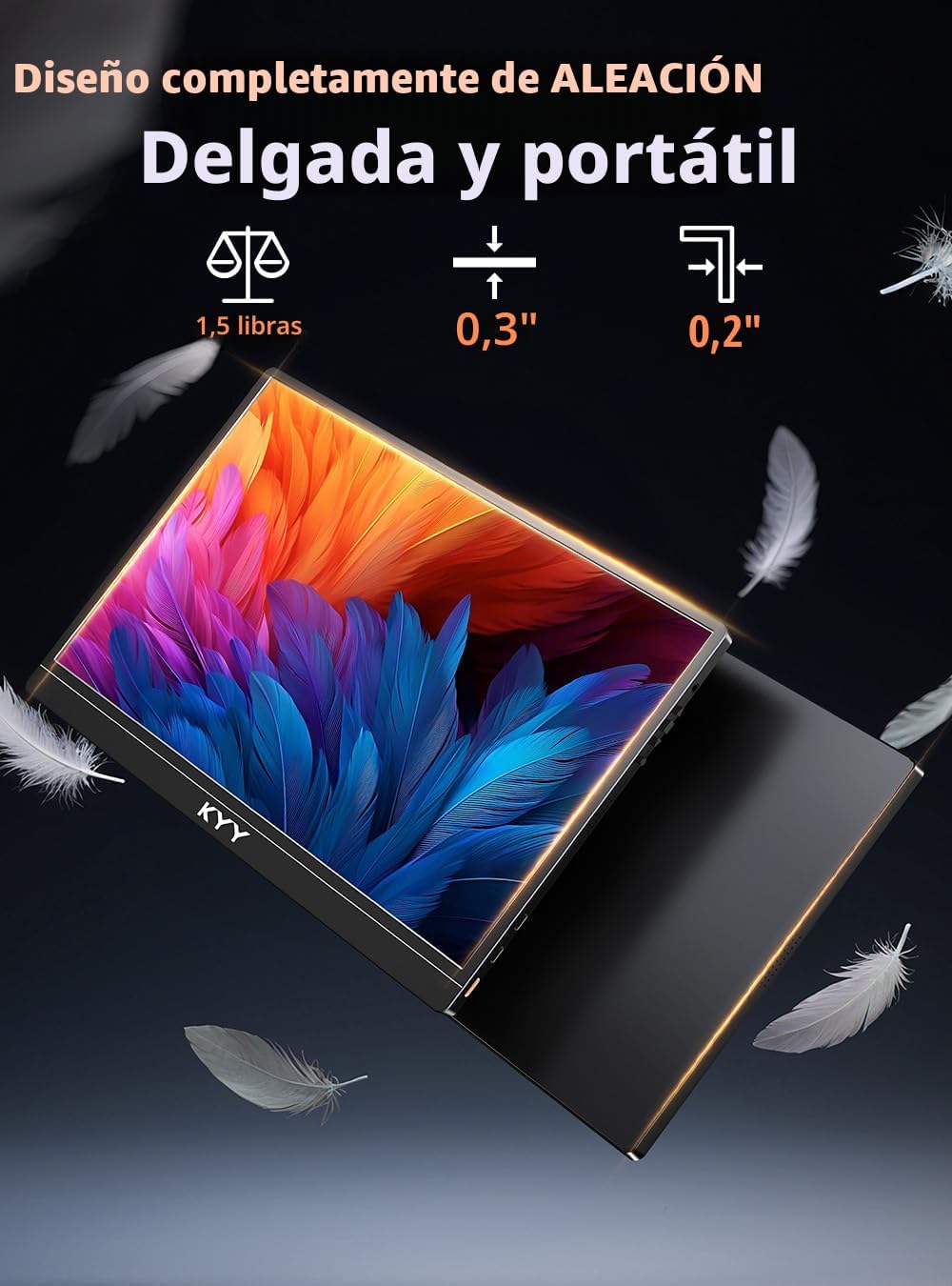 KYY Monitor portátil 4K de 15.6" Monitor portátil para portátil...