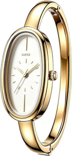 Reloj de pulsera minimalista con brazalete ovalado delicado para mujer